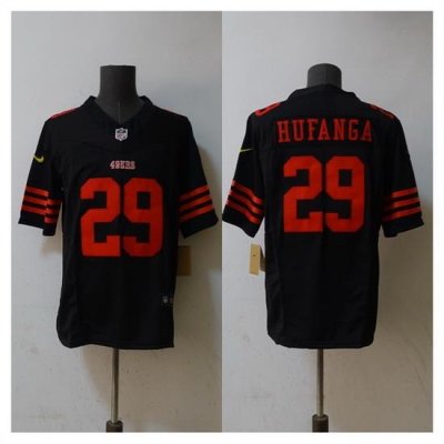 Men San Francisco 49ers 29 Talanoa Hufanga 2023 F U S E  Black Vapor Untouchable Limited Stitched Football Jersey