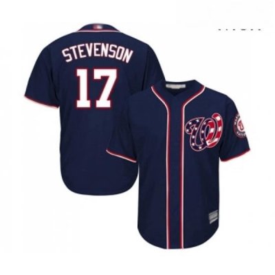 Mens Washington Nationals 17 Andrew Stevenson Replica Navy Blue Alternate 2 Cool Base Baseball Jersey