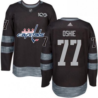 Mens Adidas Washington Capitals 77 TJ Oshie Premier Black 1917 2017 100th Anniversary NHL Jersey