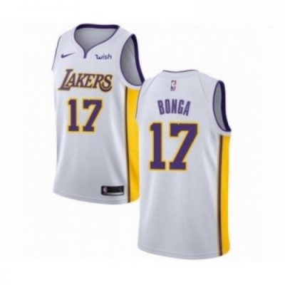 Mens Los Angeles Lakers 17 Isaac Bonga Authentic White Basketball Jersey Association Edition