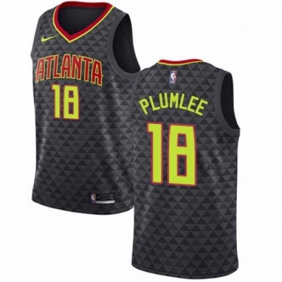 Mens Nike Atlanta Hawks 18 Miles Plumlee Authentic Black Road NBA Jersey Icon Edition