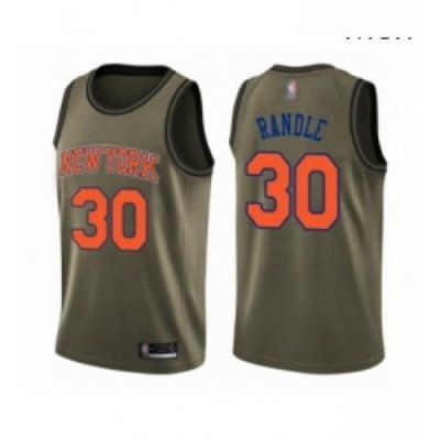 Mens New York Knicks 30 Julius Randle Swingman Green Salute to Service Basketball Jersey