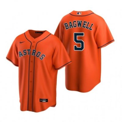 Mens Nike Houston Astros 5 Jeff BagWell Orange Alternate Stitched Baseball Jerse