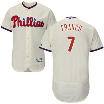 Mens Majestic Philadelphia Phillies 7 Maikel Franco Cream Alternate Flex Base Authentic Collection MLB Jersey