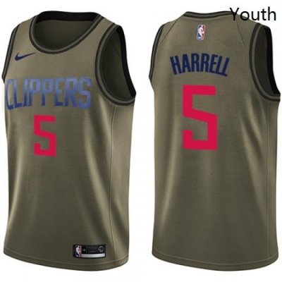 Youth Nike Los Angeles Clippers 5 Montrezl Harrell Swingman Green Salute to Service NBA Jersey