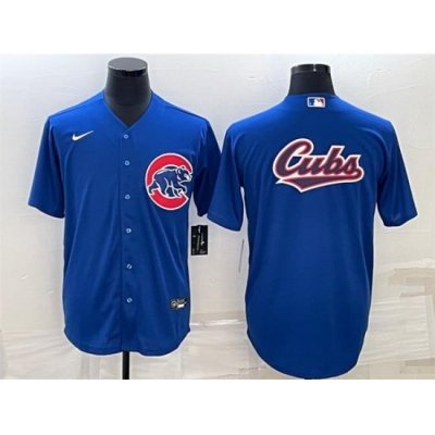 Men Chicago Cubs Royal Team Big Logo Cool Base Stitched Jersey