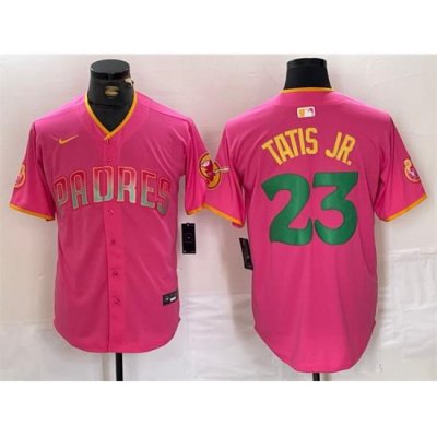 Men San Diego Padres 23 Fernando Tatis Jr  Pink Cool Base Stitched Baseball Jersey