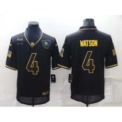 Men Cleveland Browns 4 Deshaun Watson Black Gold Salute To Service Limited Stitched jersey