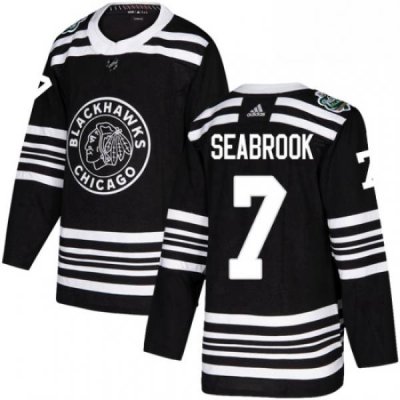 Mens Adidas Chicago Blackhawks 7 Brent Seabrook Authentic Black 2019 Winter Classic NHL Jersey