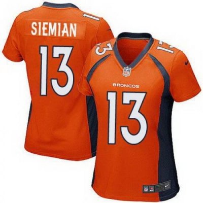 Nike Broncos #13 Trevor Siemian Orange Team Color Womens Stitched NFL New Elite Jersey