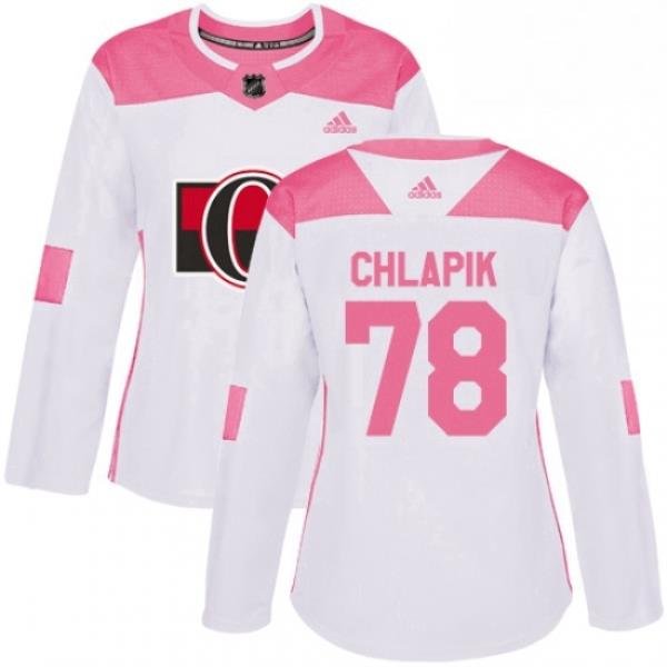 Womens Adidas Ottawa Senators 78 Filip Chlapik Authentic WhitePink Fashion NHL Jersey