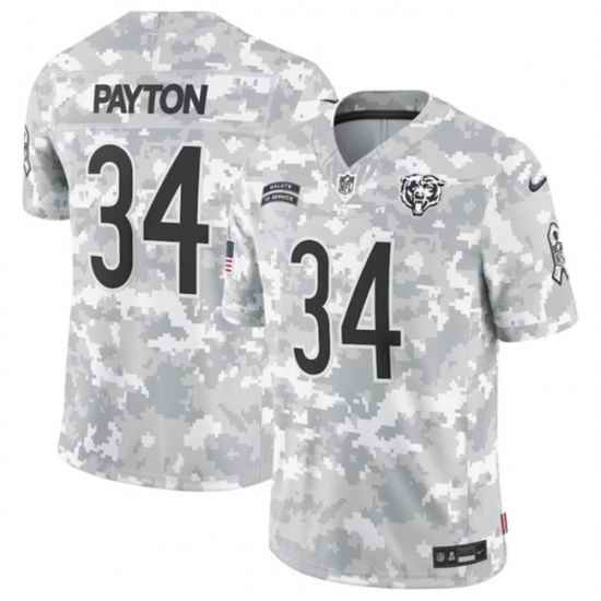 Youth Chicago Bears 34 Walter Payton 2024 F U S E Arctic Camo Salute To Service Limited Stitched Football Jersey