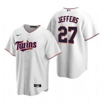 Men Minnesota TWins 27 Ryan Jeffers White Cool Base Stitched Jerse