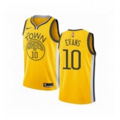 Youth Nike Golden State Warriors 10 Jacob Evans Yellow Swingman Jersey Earned Edition