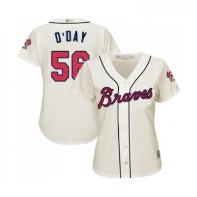 Womens Atlanta Braves 56 Darren O Day Replica Cream Alternate 2 Cool Base Baseball Jersey