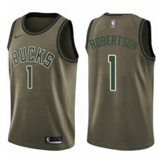 Youth Nike Milwaukee Bucks 1 Oscar Robertson Swingman Green Salute to Service NBA Jersey