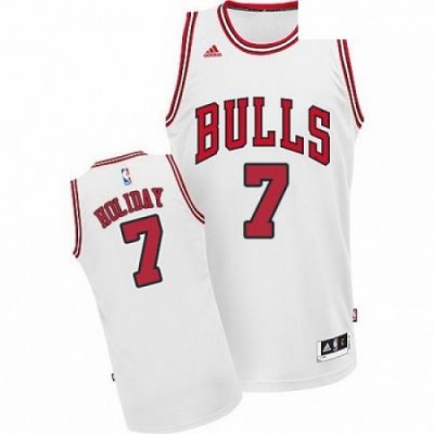 Mens Adidas Chicago Bulls 7 Justin Holiday Swingman White Home NBA Jersey