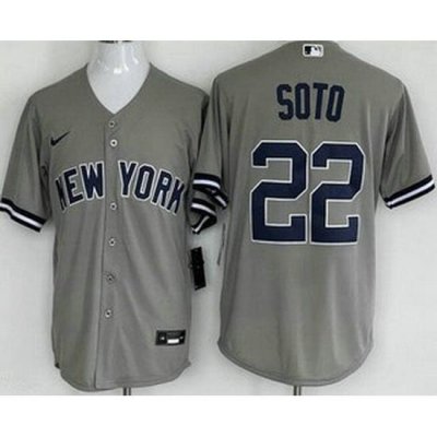 Men NeW York Yankees 22 Juan Soto Gray Player Name Cool Base Jersey