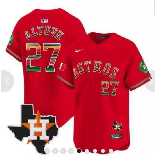 Men Houston Astros 27 Jose Altuve Red Mexico Texas Cool Base Stitched Baseball Jersey