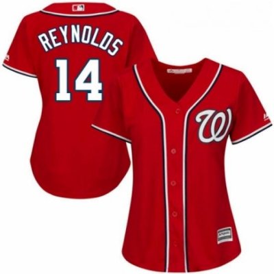 Womens Majestic Washington Nationals 14 Mark Reynolds Replica Red Alternate 1 Cool Base MLB Jersey