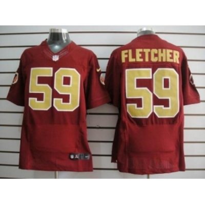 Nike Washington Redskins 59 London Fletcher Red Elite 80TH Patch Gold Number NFL Jersey