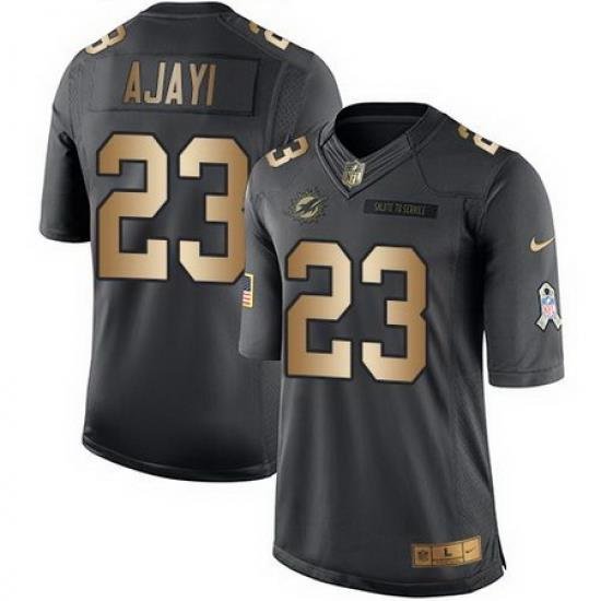 Nike Dolphins #23 Jay Ajayi Black Mens Stitched NFL Limited Gold Salute To Service Jersey