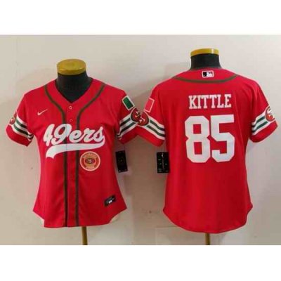 Women San Francisco 49ers 80 Jerry Rice Red Mexico With Patch Cool Base Stitched Baseball Jersey 2