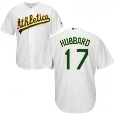 Youth Majestic Oakland Athletics 17 Glenn Hubbard Authentic White Home Cool Base MLB Jersey