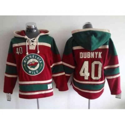 nhl jerseys minnesota wild #40 dubnyk red-green[pullover hooded sweatshirt]