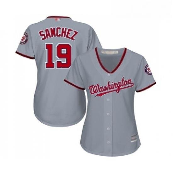 Womens Washington Nationals 19 Anibal Sanchez Replica Grey Road Cool Base Baseball Jersey