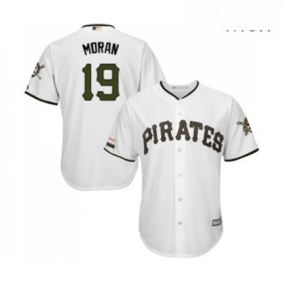 Mens Pittsburgh Pirates 19 Colin Moran Replica White Alternate Cool Base Baseball Jersey