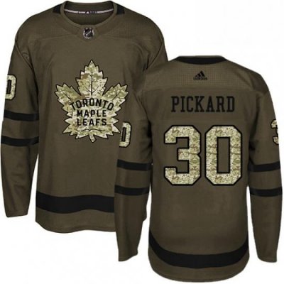 Mens Adidas Toronto Maple Leafs 30 Calvin Pickard Authentic Green Salute to Service NHL Jersey