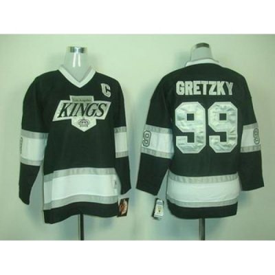 Youth Los Angeles Kings #99 GRETZKY CCM C Patch Black jersey