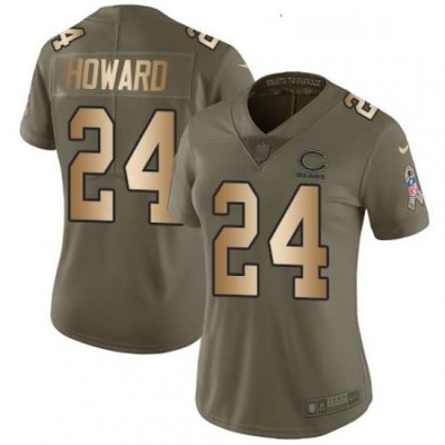 Womens Nike Chicago Bears 24 Jordan Howard Limited OliveGold Salute to Service NFL Jersey