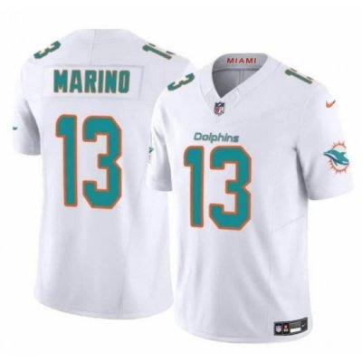 Men Miami Dolphins 13 Dan Marino White 2023 F U S E Vapor Limited Stitched Football Jersey