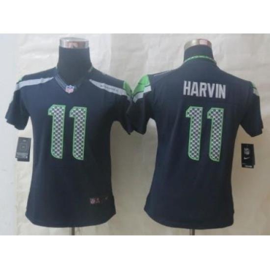 Women Nike Seattle Seahawks 11 Percy Harvin Blue Limited NFL Jersey