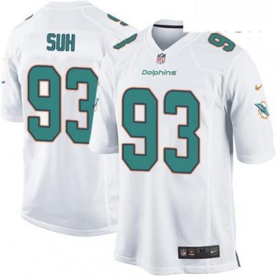 Mens Nike Miami Dolphins 93 Ndamukong Suh Game White NFL Jersey