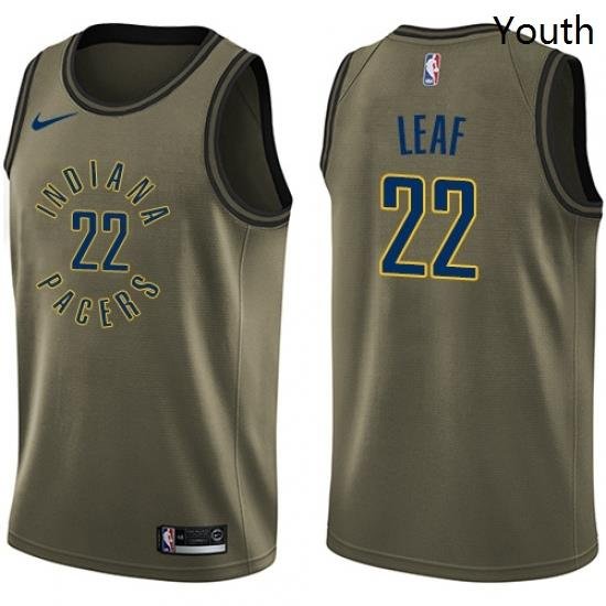 Youth Nike Indiana Pacers 22 T J Leaf Swingman Green Salute to Service NBA Jersey