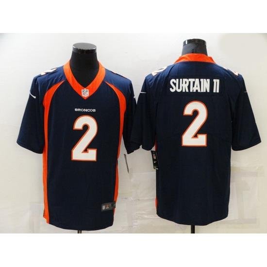 Nike Denver Broncos 2 Patrick Surtain II Navy 2021 Draft Vapor Limited Jersey