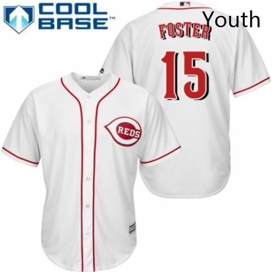 Youth Majestic Cincinnati Reds 15 George Foster Replica White Home Cool Base MLB Jersey