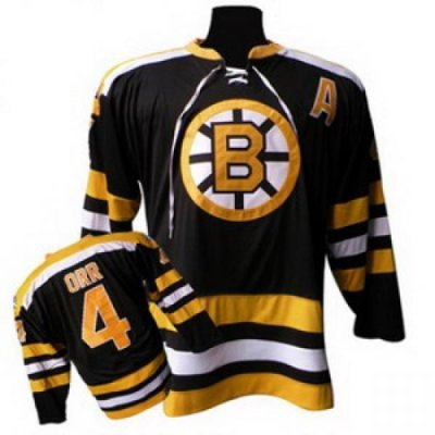 RBK Boston Bruins 4# Bobby Orr 50th Patch Black