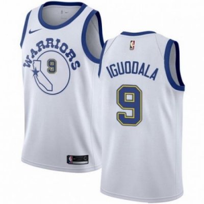 Mens Nike Golden State Warriors 9 Andre Iguodala Authentic White Hardwood Classics NBA Jersey