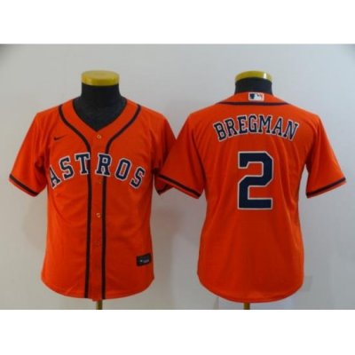 Youth Astros 2 Alex Bregman Orange Youth 2020 Nike Cool Base Jersey