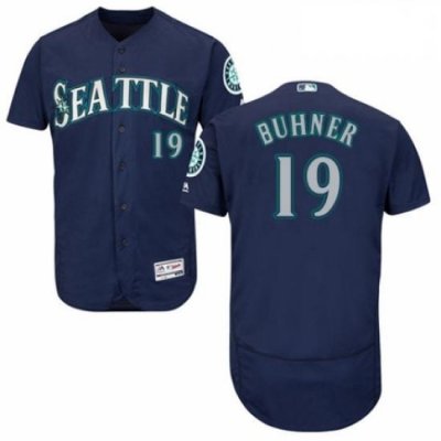 Mens Majestic Seattle Mariners 19 Jay Buhner Navy Blue Alternate Flex Base Authentic Collection MLB Jersey