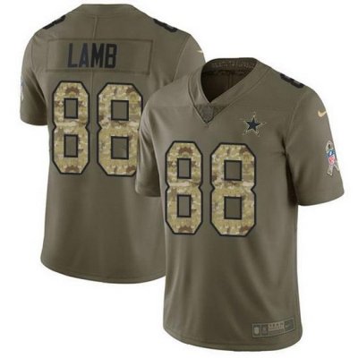 Nike Cowboys 88 CeeDee Lamb Olive Camo Men Stitched NFL Limited 2017 Salute To Service Jersey