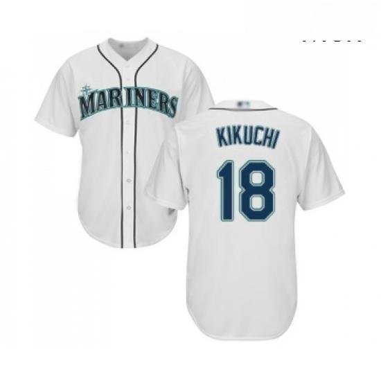 Mens Seattle Mariners 18 Yusei Kikuchi Replica White Home Cool Base Baseball Jersey