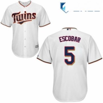 Youth Majestic Minnesota Twins 5 Eduardo Escobar Authentic White Home Cool Base MLB Jersey