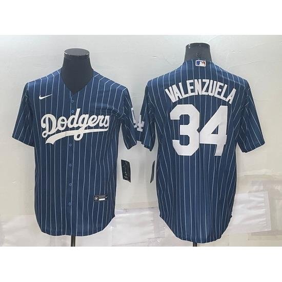 Men Los Angeles Dodgers 34 Toro Valenzuela Navy Cool Base Stitched Baseball Jersey