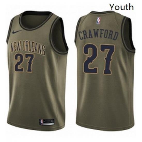 Youth Nike New Orleans Pelicans 27 Jordan Crawford Swingman Green Salute to Service NBA Jersey