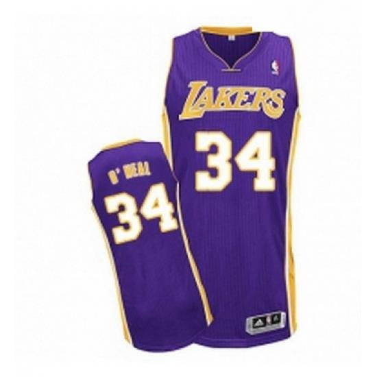 Youth Adidas Los Angeles Lakers 34 Shaquille ONeal Authentic Purple Road NBA Jersey